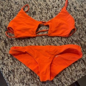 Frankies Bikinis Orange Cut Out Bikini Set